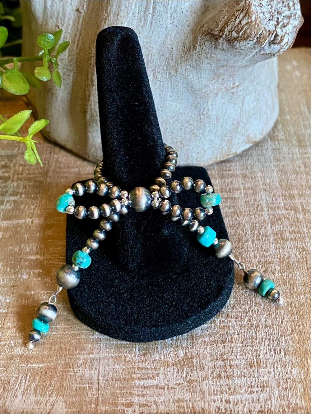 Navajo desert pearl turquoise stretch bow ring sterling southwestern sz 7-10